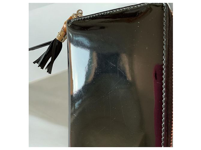 Cartera Gucci Bamboo de cuero charol Negro - vista 4