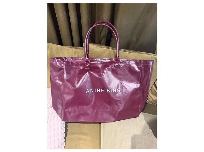 Borsa Tote Anine Bing Leo Coated Canvas Bordò - vista 4