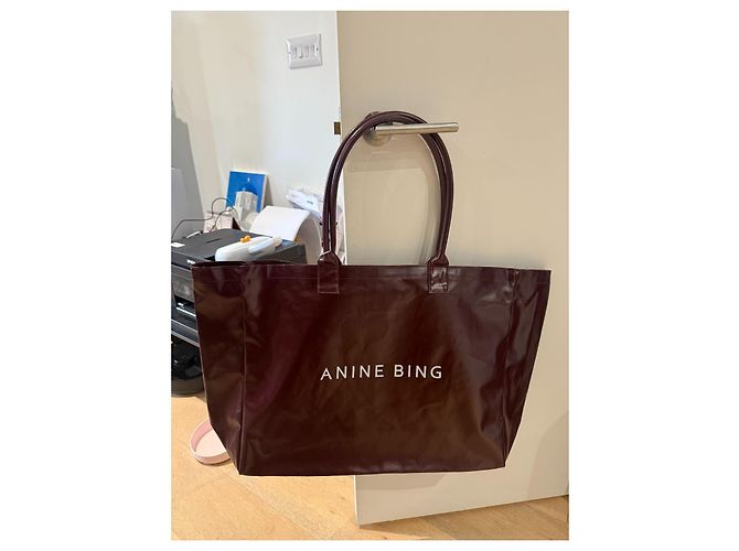 Borsa Tote Anine Bing Leo Coated Canvas Bordò - vista 8