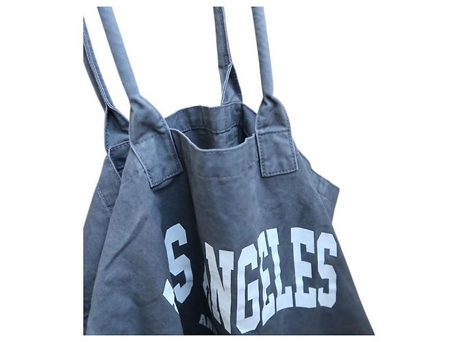 ANINE BING Leo canvas tote Paris University - grey washed Grigio - vista 3