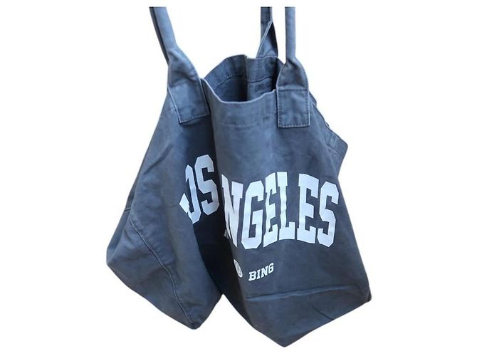 ANINE BING Leo canvas tote Paris University - grey washed Grigio - vista 5
