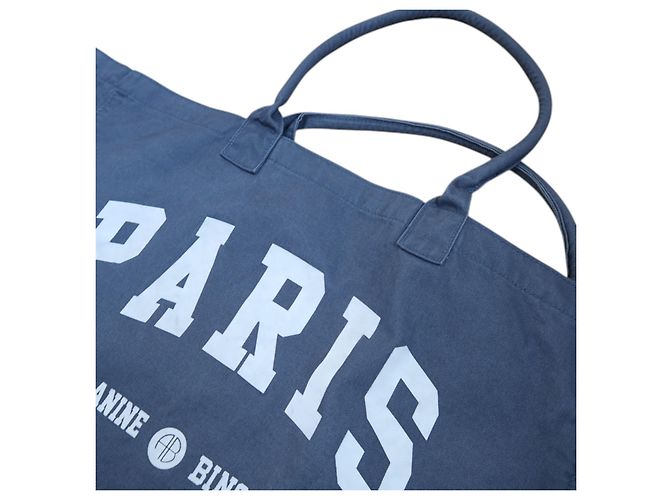 ANINE BING Leo canvas tote Paris University - blue washed - vista 7
