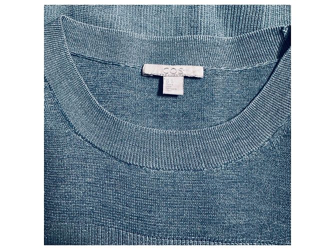 COS Blauer Strickpullover mit Streifen - Ansicht 4