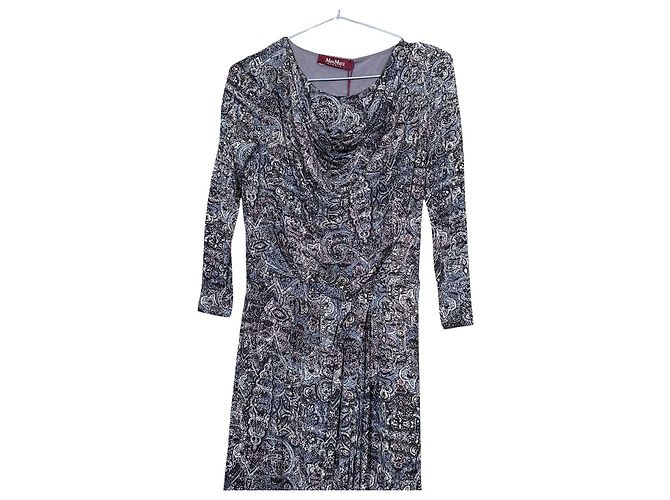 Max Mara Studio Paisley-Print Midi-Kleid Pink Weiß Grau Dunkelblau - Ansicht 2