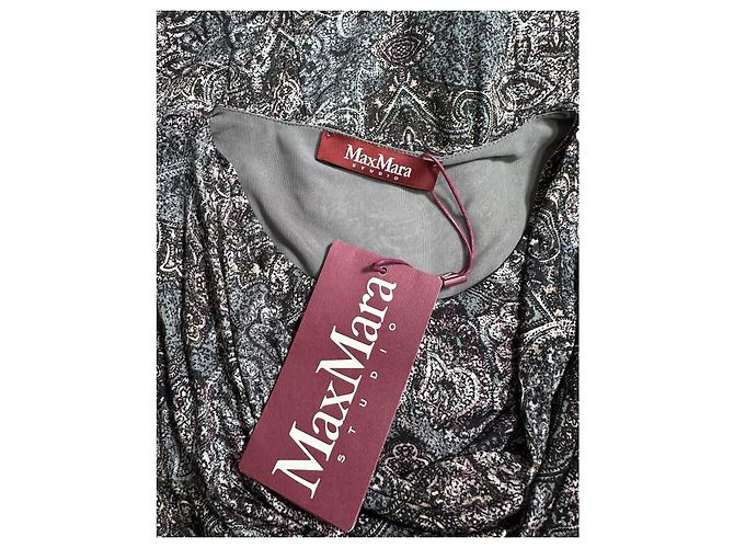Max Mara Studio Paisley-Print Midi-Kleid Pink Weiß Grau Dunkelblau - Ansicht 4