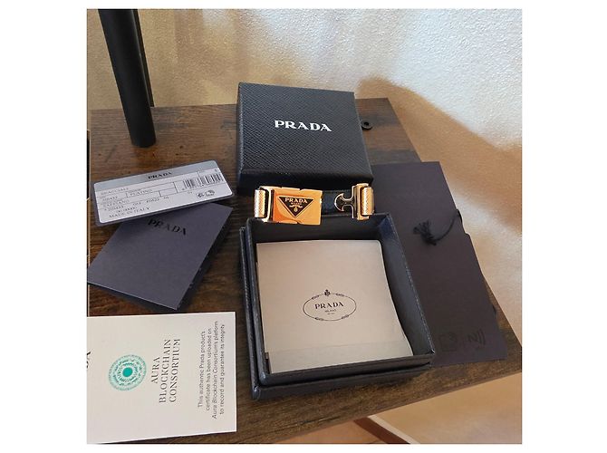 Pulsera Prada en piel Saffiano Oro Dorado - vista 4