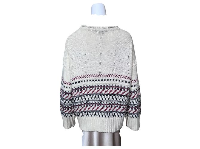 Suncoo Pull Paquita Maille Fair Isle Noir Rose Blanc Gris Bordeaux - vue 4