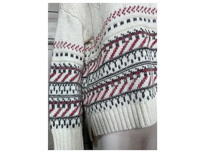 Suncoo Pull Paquita Maille Fair Isle Noir Rose Blanc Gris Bordeaux - vue 5