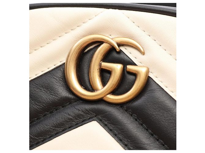 Gucci GG Marmont Gürteltasche/Handtasche Schwarz Weiß - Ansicht 8