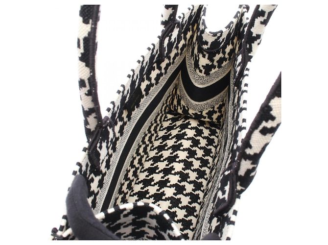 Bolso Tote Christian Dior Medium Houndstooth Negro Blanco - vista 3