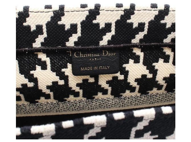 Bolso Tote Christian Dior Medium Houndstooth Negro Blanco - vista 4