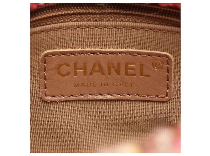 Bolsa de Ombro 2 Vias Chanel Coco Mark Turnlock Check Marrom Rosa Multicor - vista 4