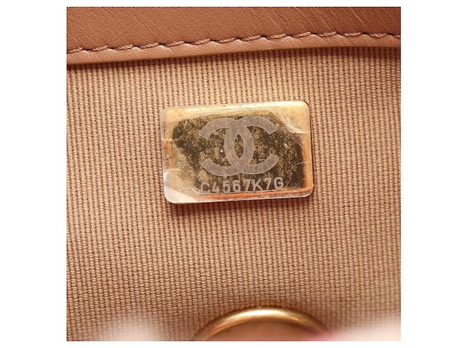 Bolsa de Ombro 2 Vias Chanel Coco Mark Turnlock Check Marrom Rosa Multicor - vista 5