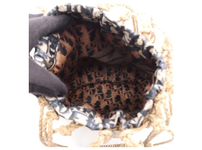 Christian Dior Dior Oblique Handtasche Beige Marineblau - Ansicht 3