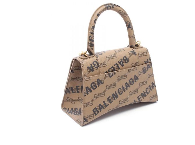 Borsa Balenciaga Hourglass Small 2-Way Marrone Nero - vista 2