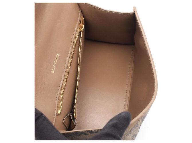 Borsa Balenciaga Hourglass Small 2-Way Marrone Nero - vista 3