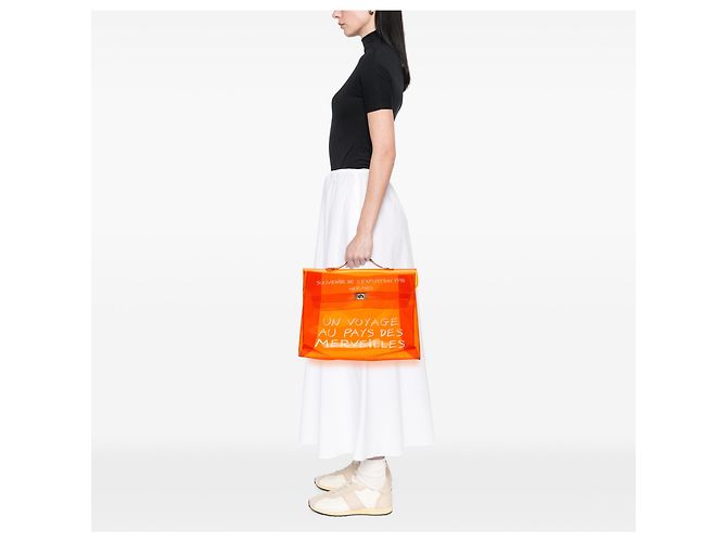 Borsa a mano Hermès Orange Vinyl Souvenir De L Exposition Kelly Arancione - vista 6