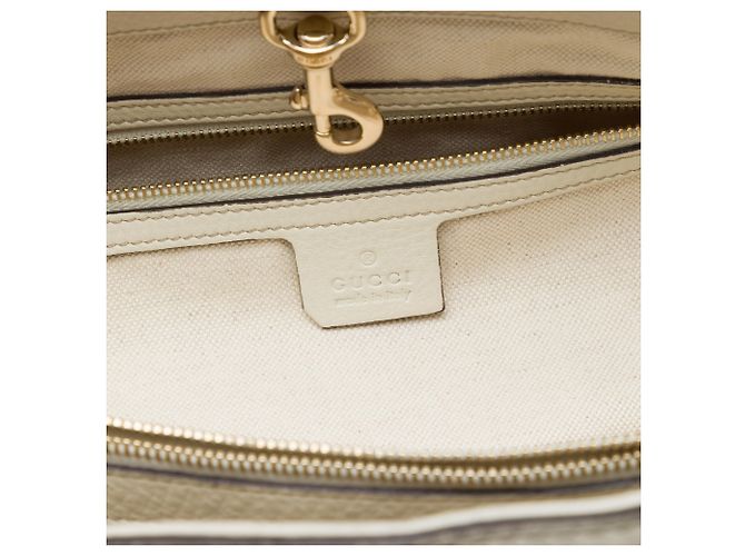 Tote Gucci Bella em couro de bezerro branco Cru - vista 5