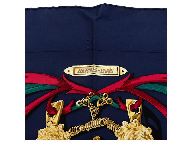 Foulard di seta Hermès Blue Le Mors A La Conetable 90 Blu navy - vista 3