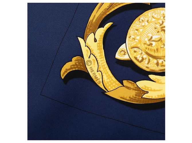 Foulard di seta Hermès Blue Le Mors A La Conetable 90 Blu navy - vista 5