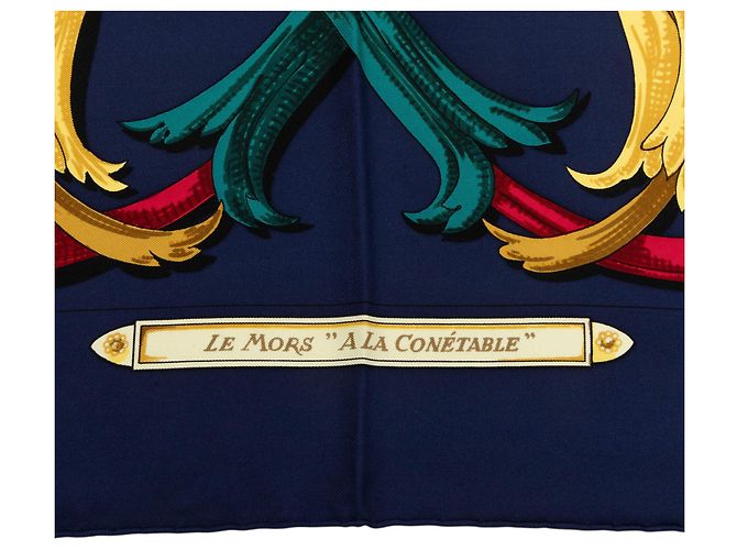 Foulard di seta Hermès Blue Le Mors A La Conetable 90 Blu navy - vista 7