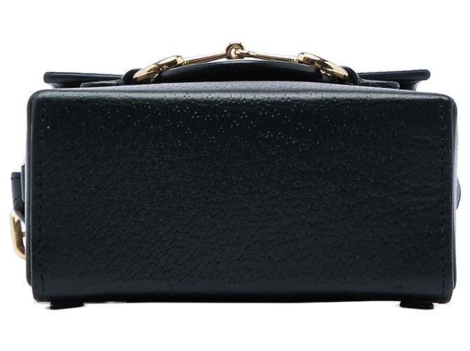 Gucci Mini Borsa a Tracolla Horsebit 1955 in Pelle Nera Nero - vista 3