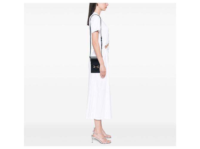 Gucci Mini Borsa a Tracolla Horsebit 1955 in Pelle Nera Nero - vista 5