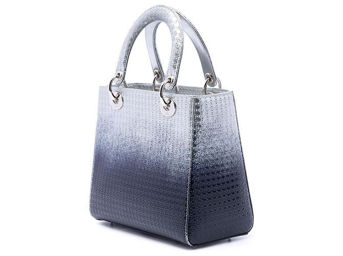 Autre Marque Dior Silver Medium Ombre Metallic Patent Microcannage Lady Dior Plata - vista 2