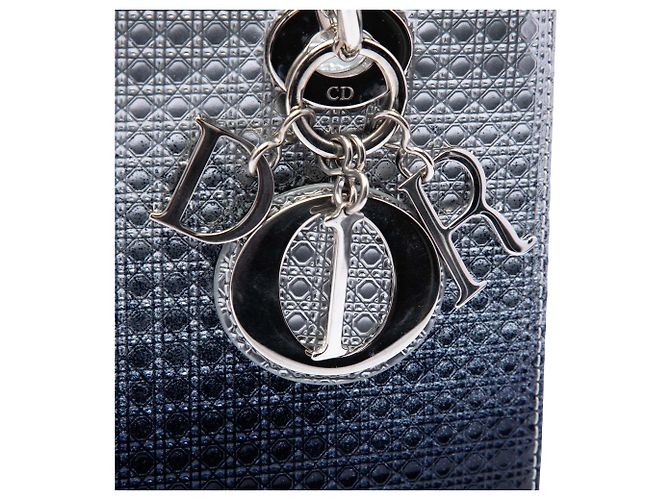 Autre Marque Dior Silver Medium Ombre Metallic Patent Microcannage Lady Dior Plata - vista 5