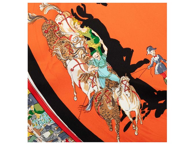 Pañuelo de seda Hermès Orange Cirque Molier 90 Naranja - vista 4