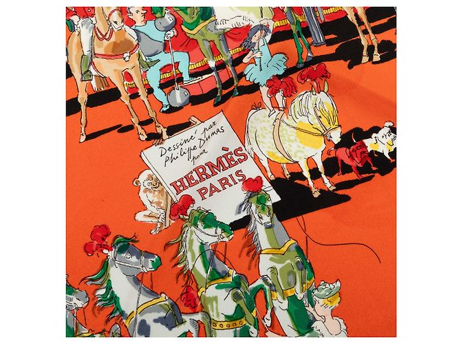 Pañuelo de seda Hermès Orange Cirque Molier 90 Naranja - vista 5