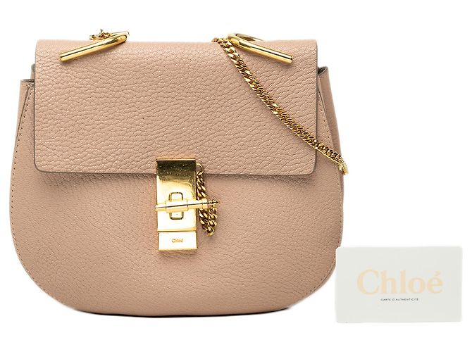 Chloé Drew Crossbody de piel de cordero granulada marrón Small Castaño Carne - vista 8