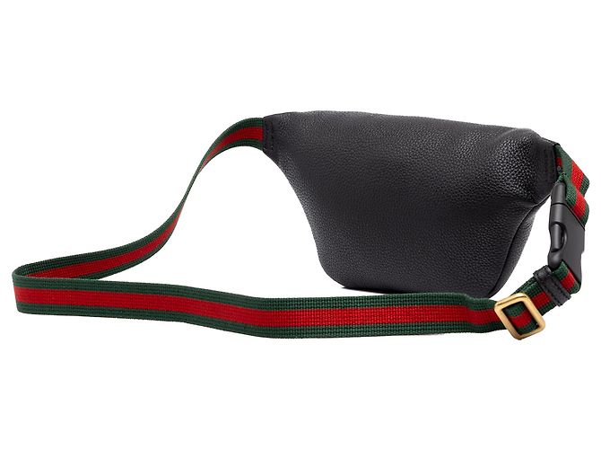 Borsa cintura Gucci Black Small Grained Calfskin Web Logo Nero - vista 2