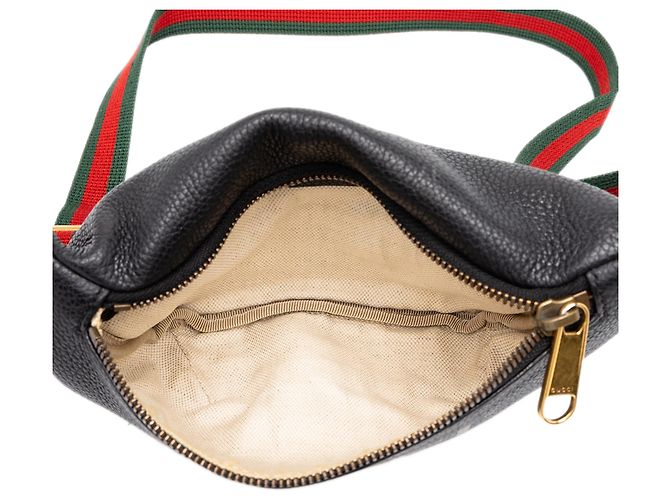 Borsa cintura Gucci Black Small Grained Calfskin Web Logo Nero - vista 4