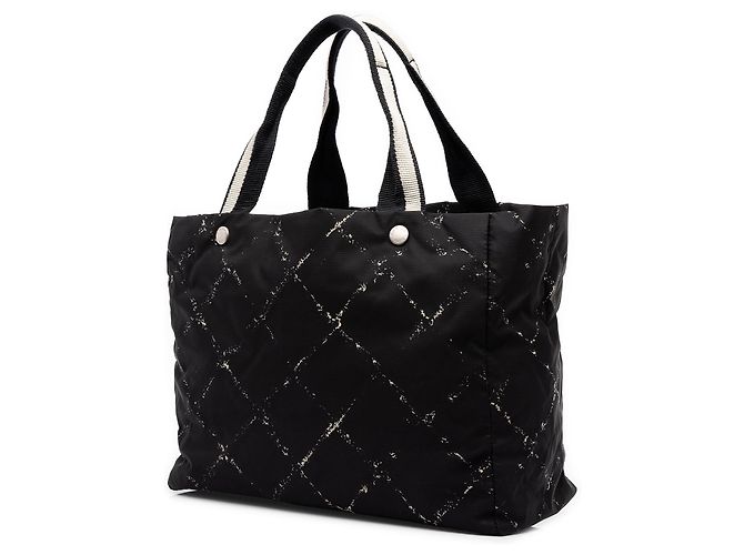 Chanel Black Old Travel Line Nylon Tote Schwarz - Ansicht 2