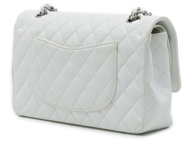 Chanel White Medium Classic Caviar Double Flap Branco Fora de branco - vista 2