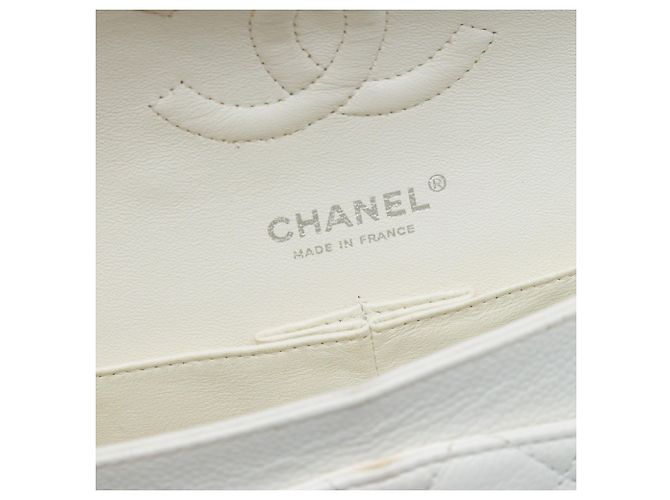 Chanel White Medium Classic Caviar Double Flap Branco Fora de branco - vista 5