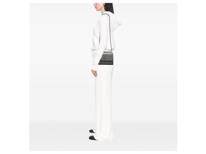 Autre Marque Saint Laurent Gray Medium Croc Embossed Leather Monogram Sunset Crossbody Marrone - vista 5