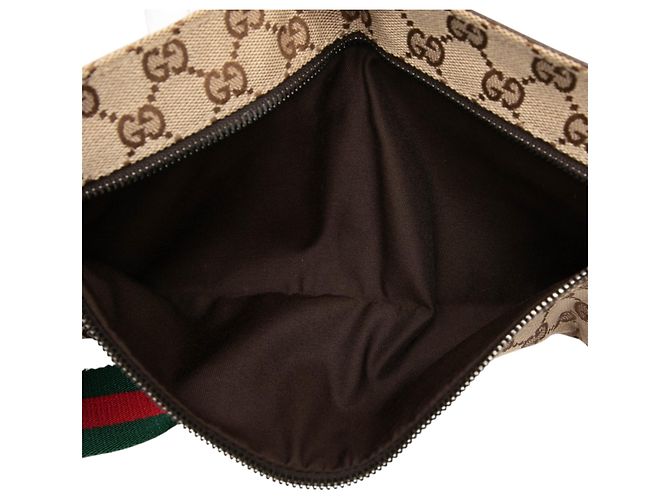 Bolso cinturón Gucci Beige GG Canvas Web con doble bolsillo - vista 4