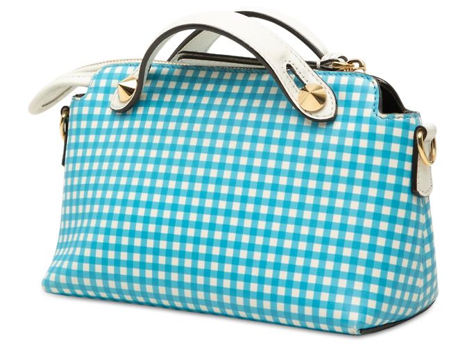 Borsa Fendi By The Way Mini in pelle stampata gingham bianca Bianco - vista 2