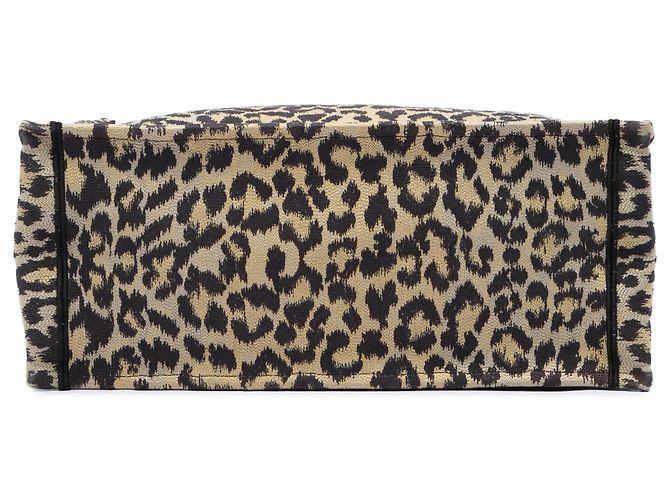 Dior Brown Mizza Large Embroidered Canvas Leopard Book Tote Castaño - vista 3