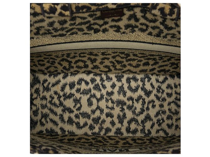Dior Brown Mizza Large Embroidered Canvas Leopard Book Tote Castaño - vista 4