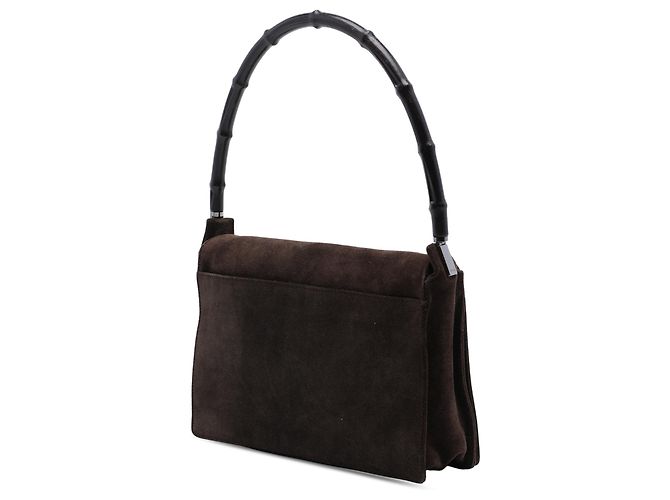 Bamboo Bolsa de camurça castanha Gucci com pega de bambu Marrom Castanho escuro - vista 2