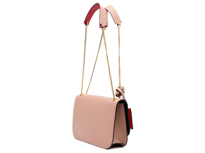 Borsa a tracolla Valentino VLock in pelle marrone Medium Carne - vista 2