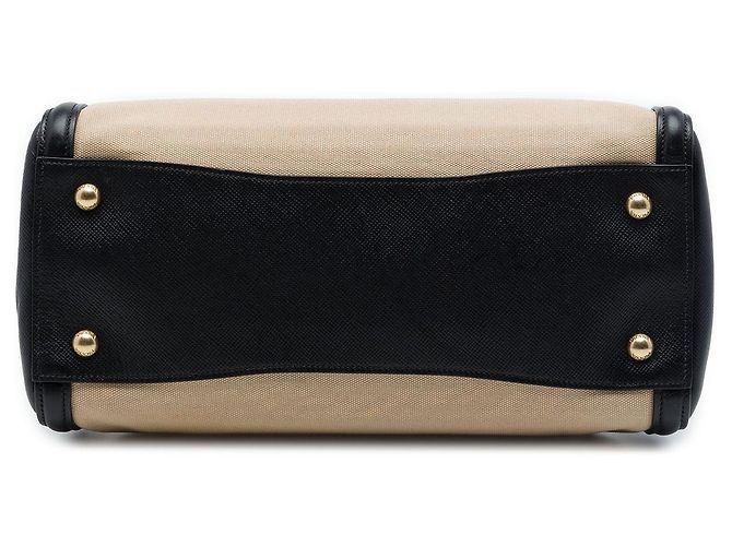 Prada Satchel aus Canvas mit Saffiano-Lederbesatz, beige bicolor - Ansicht 3