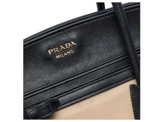Prada Satchel aus Canvas mit Saffiano-Lederbesatz, beige bicolor - Ansicht 5