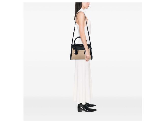 Prada Satchel aus Canvas mit Saffiano-Lederbesatz, beige bicolor - Ansicht 6