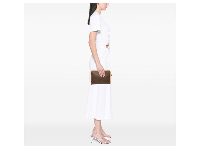 Céline Celine Brown Macadam Coated Canvas Clutch Braun - Ansicht 6