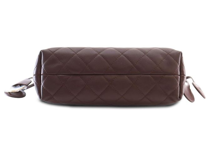 Clutch Chanel Brown CC Quilted Lambskin con cordón y correa Castaño - vista 3