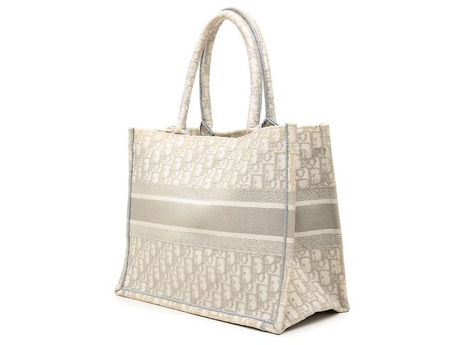 Autre Marque Bolso Book Tote Dior Gray Medium de lona bordada Oblique Castaño - vista 2